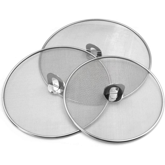 Protector contra salpicaduras para cocinar, protector contra salpicaduras de grasa de acero inoxidable para sartén, tapas de malla fina, juego de 3 (10", 11,5", 13")