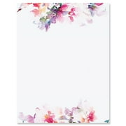 Brushed Floral Letter Papers - Set of 25, Graduation Stationery, 8 1/2" x 11", by Current