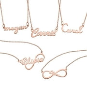 Personalized Planet Women's Rose Gold Plated Script Nameplate Necklace