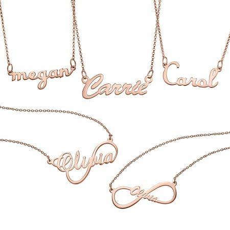 Personalized Planet Women's Rose Gold Plated Script Nameplate Necklace