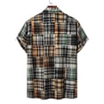 thumbnail image 3 of ALLLIST Short Sleeve Men's Tops Gray Collared Plaid Printed Button Loose T-Shirts Casual Mans Tees, 3 of 4