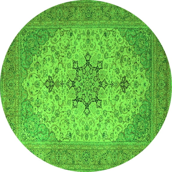 Ahgly Company Indoor Round Persian Green Traditional Area Rugs, 6' Round