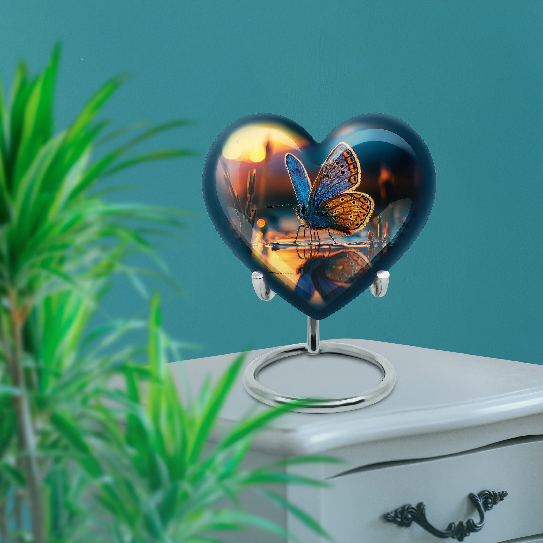 SABURIAL Butterfly Urn - Beautiful Cremation Urns For Mom & Dad Ash - Unique Memorial Urn For Adult Women Ashes - Beautiful Handmade Urns For Ash - Combo - 8 Inch Large & 3 Inch