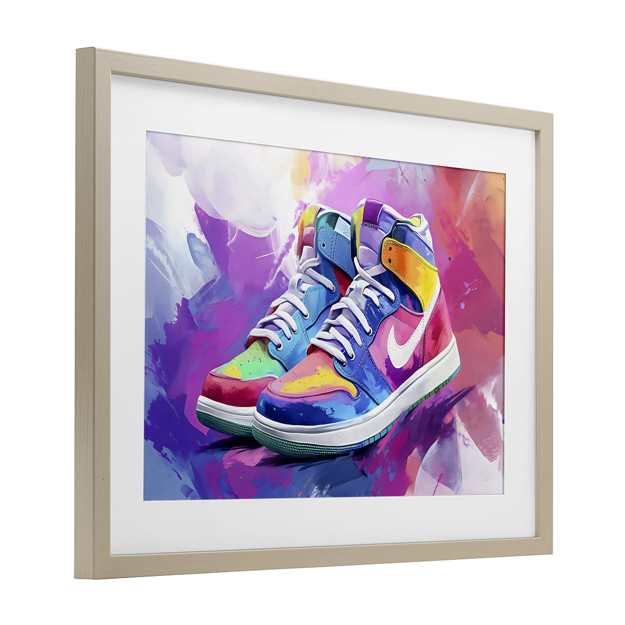 Stupell Industries Stylish Vintage Sneakers Birch Framed Print Under Glass, design by Creative Studio