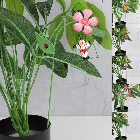 

Meijuhuga Flower Pot Pick Plug in Mini Size Decorative Micro Landscape Decoration Animal And Plant Decorate Metal Iron Bird Butterflies Flower Pot Miniature for Home Decor
