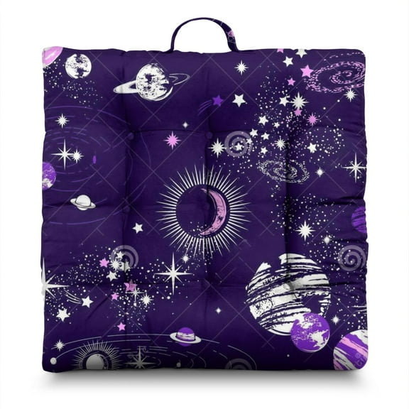 Nebula Cosmic Floor Pillow for Adults, Oversized Square Meditation Cushion with Alien Design, Fluffy & Resilient PP Cotton Filling