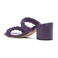 thumbnail image 2 of YDN Women Braided Two Straps Chunky Heel Slide Sandals Slip On Open Toe Low Heels Mules Shopping Party Dressy Shoes Size 7 Purple, 2 of 4