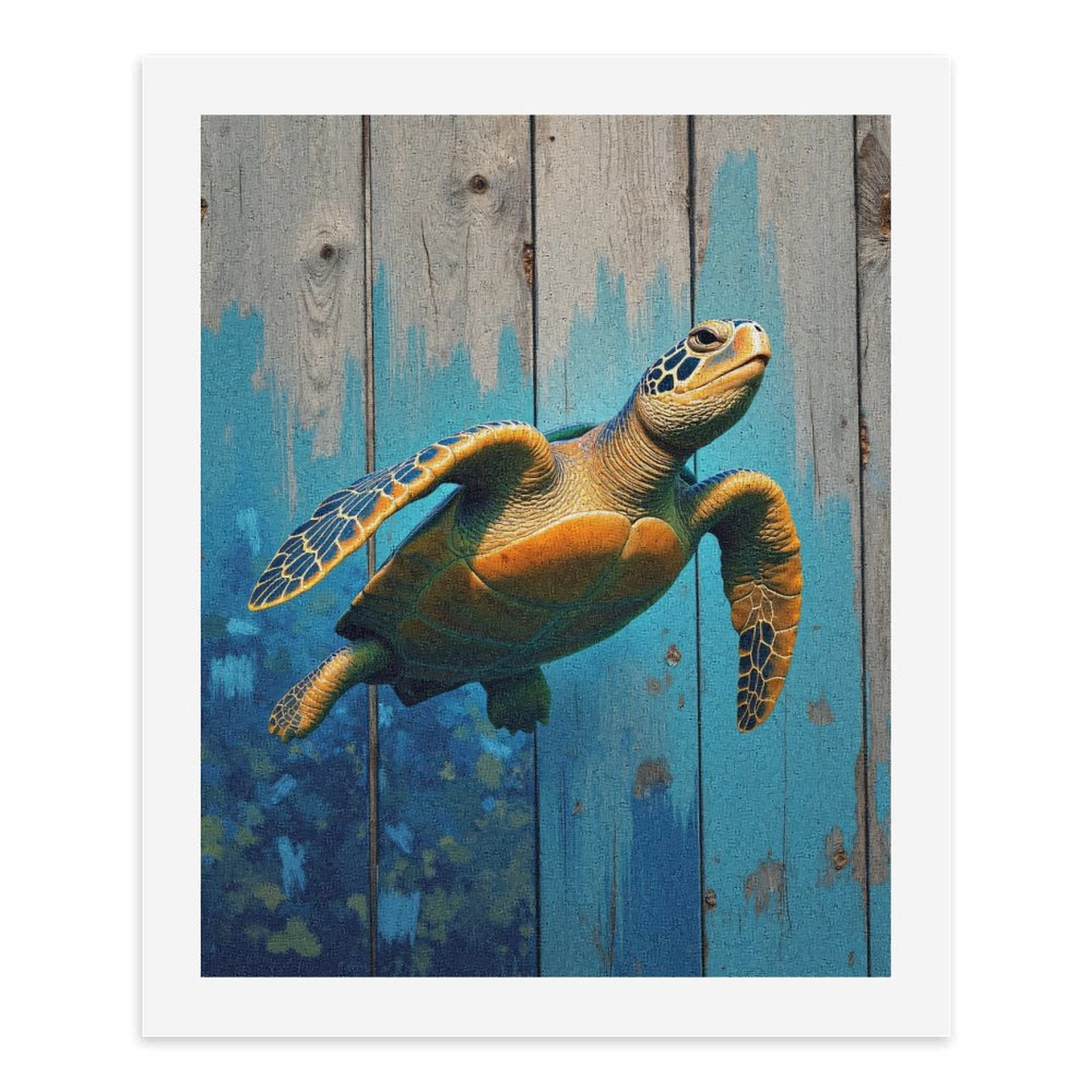 Paint By Numbers Kit for Adults Beginner - DIY Sea Turtle Painted Wood Ocean Scene Canvas Painting Kits for Adults, Frameless Paint By Number for Adults for Home Wall Decor 16x20 Inch