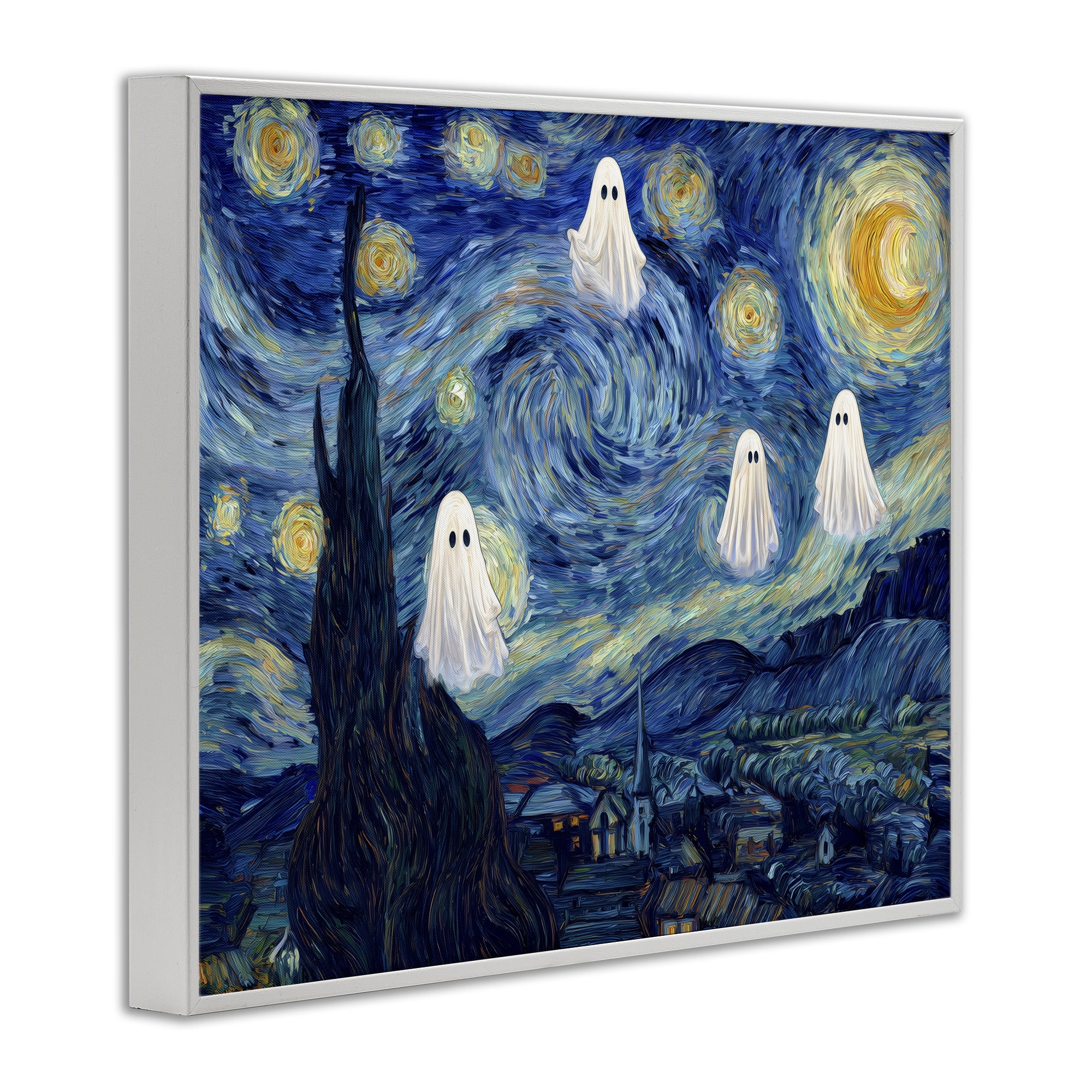 Classic Night Ghosties White Framed Giclee Art, design by Arlington Prints