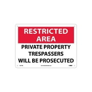 National Marker Notice Signs; Restricted Area Private Property Trespassers Will Be Prosecuted 10X14