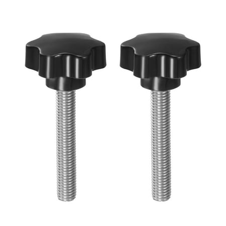 

Uxcell 2 Pieces Star Knobs M12 x 80mm 304 Stainless Steel Threaded Stud 46mm 6-Star Head Clamping Thumb Screw Black