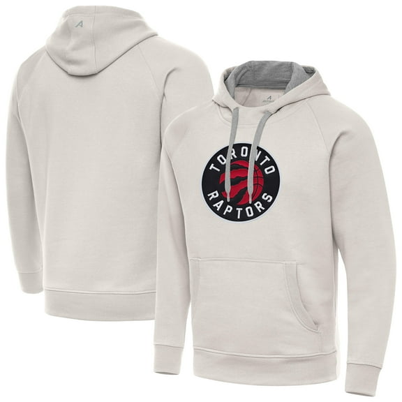 Men's Antigua Cream Toronto Raptors Big Logo Victory Pullover Hoodie
