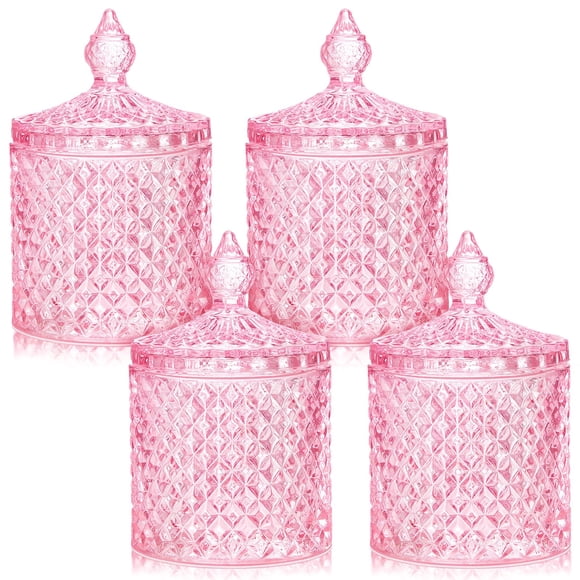 Juego de tarros de cristal para caramelos Aoriher Home Decor Storage, 4 unidades, color rosa