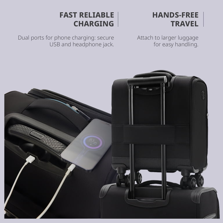 Verage Personal Carry-On Underseat Luggage with Spinner Wheels, USB Port, 14-Inch, Black - Walmart.com