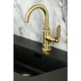 thumbnail image 3 of Kingston Brass KSD2217KL Whitaker One-Handle 1-Hole Bathroom Faucet with Deck Plate and Push Pop-Up Drain in Brushed Brass, 3 of 7
