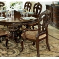 thumbnail image 2 of Elegant 7pc Dining Room Furniture Set Cherry Finish With Gold Tipping Single Pedestal Table 2 Arm Chairs 4 Side Chairs, 2 of 7