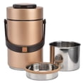 thumbnail image 1 of Contenedores de almuerzo aislados Material de acero inoxidable 304 Interior de doble vacío Capacidad de 2300 ml Olla de comida de 3 capas para el trabajoOro, 1 of 5