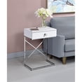 thumbnail image 3 of Bowery Hill 1-Drawer Modern Metal End Table in Glossy White/Chrome, 3 of 5