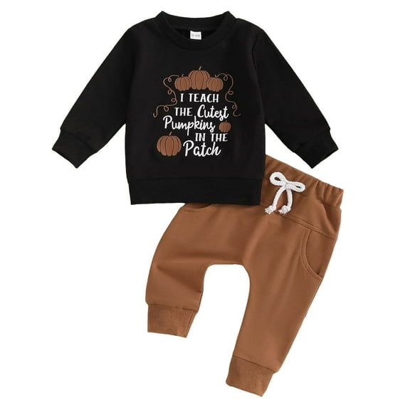 Gerichy Toddler Baby Boy Clothes Fall Winter Outfit, Baby Boys Outfit 2PCS Autumn And Winter Home Wear Baby's Clothing Fall Winter Clothing Set Long Sleeve Round Neck Tops Long Pants 2-Piece Outfits