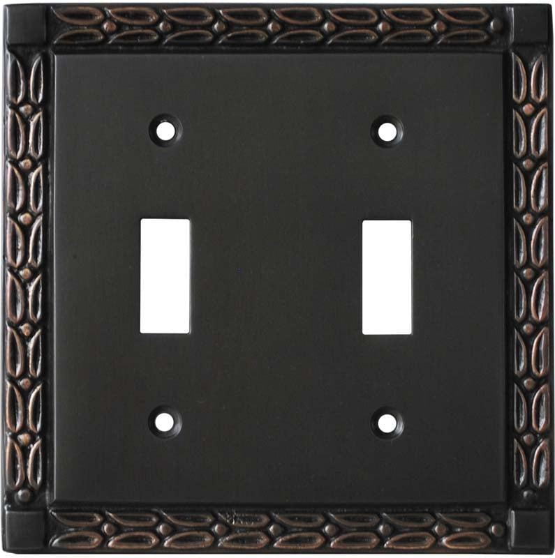 Leaf Oil Rubbed Bronze 2 Toggle Switch Plate Covers