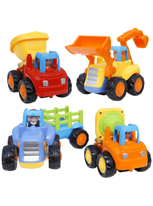 Friction Powered Cars Push and Go Toys Car Construction Vehicles Toddler, Toys for 1 2 3 Year Old Boy Toys Gifts