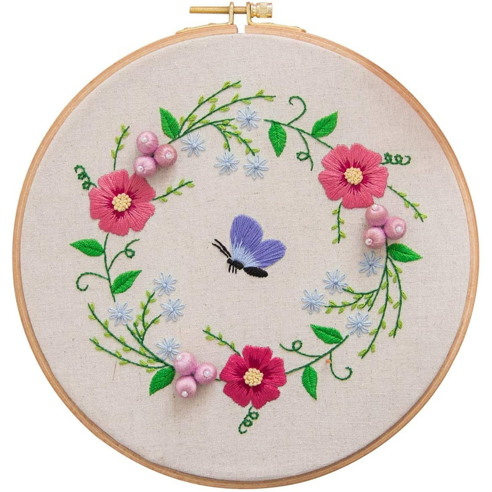 Maydear Stamped Embroidery Kit for Beginners with Pattern, Cross Stitch
