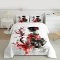 thumbnail image 2 of Manfei Geisha Girls Queen Comforter Set, Traditional Japanese Style Bedding Sets, Red Plum Blossom Bedding Comforter Set, Luxury Bedroom Decor Reversible 3 Pieces, 2 of 8