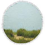 Kess InHouse Dawid ROC Colorful Summer Geometric Green Abstract Round Beach Towel Blanket