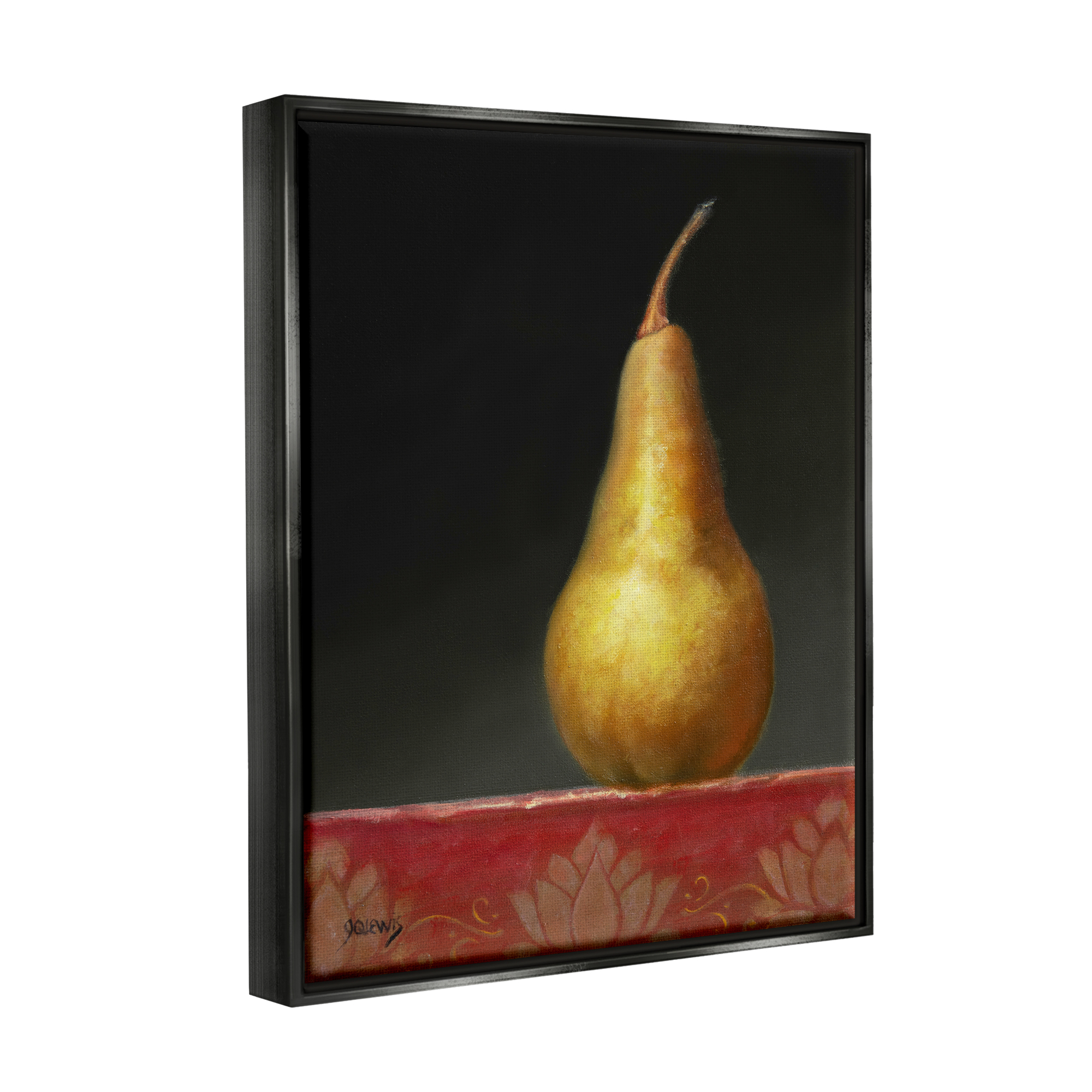 Stupell Industries Traditional Pear Still Life Food & Beverage Painting Black Floater Framed Art Print Wall Art