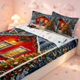 thumbnail image 3 of Manfei Rustic Cabin Lodge Zipper Twin Comforter Sets with Fitted Sheet and 2 Pillowcases,Traditional Christmas Tree Gift Zipper Bedding Set,Blue Gray,Christmas Reversible,4pcs, 3 of 8