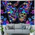 thumbnail image 4 of PRATYUS  Butterfly Tapestry for Bedroom Aesthetic Skull Skeleton Mushroom Wall Tapestry Moth Flower Moon and Stars  Wall Hanging for Bedroom Living Room Home Dorm Multi Size Painting, 4 of 6