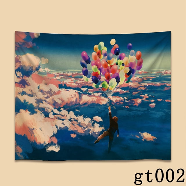 Tapiz decorativo de estilo nórdico para dormitorio, tela de fondo con impresión Digital, tapiz para el hogar (volando con globos)