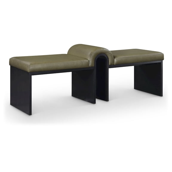 Meridian Furniture Delphine Olive Vegan Leather Upholstered Bench