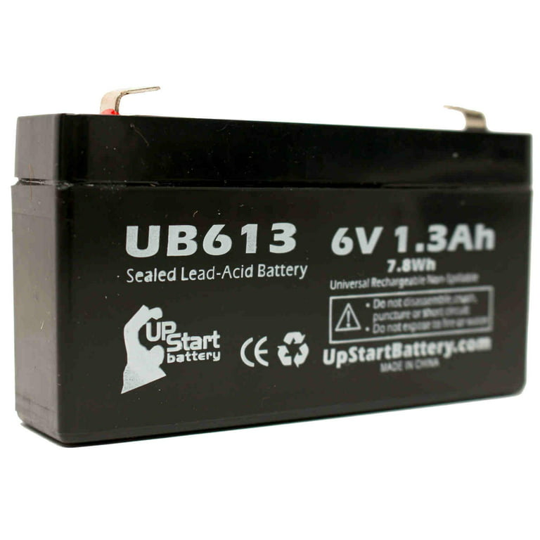 3x Pack - Compatible YUASA ES1.2-6 Battery - Replacement UB613 Universal  Sealed Lead Acid Battery (6V, 1.3Ah, 1300mAh, F1 Terminal, AGM, SLA) -  Includes 6 F1 to F2 Terminal Adapters 