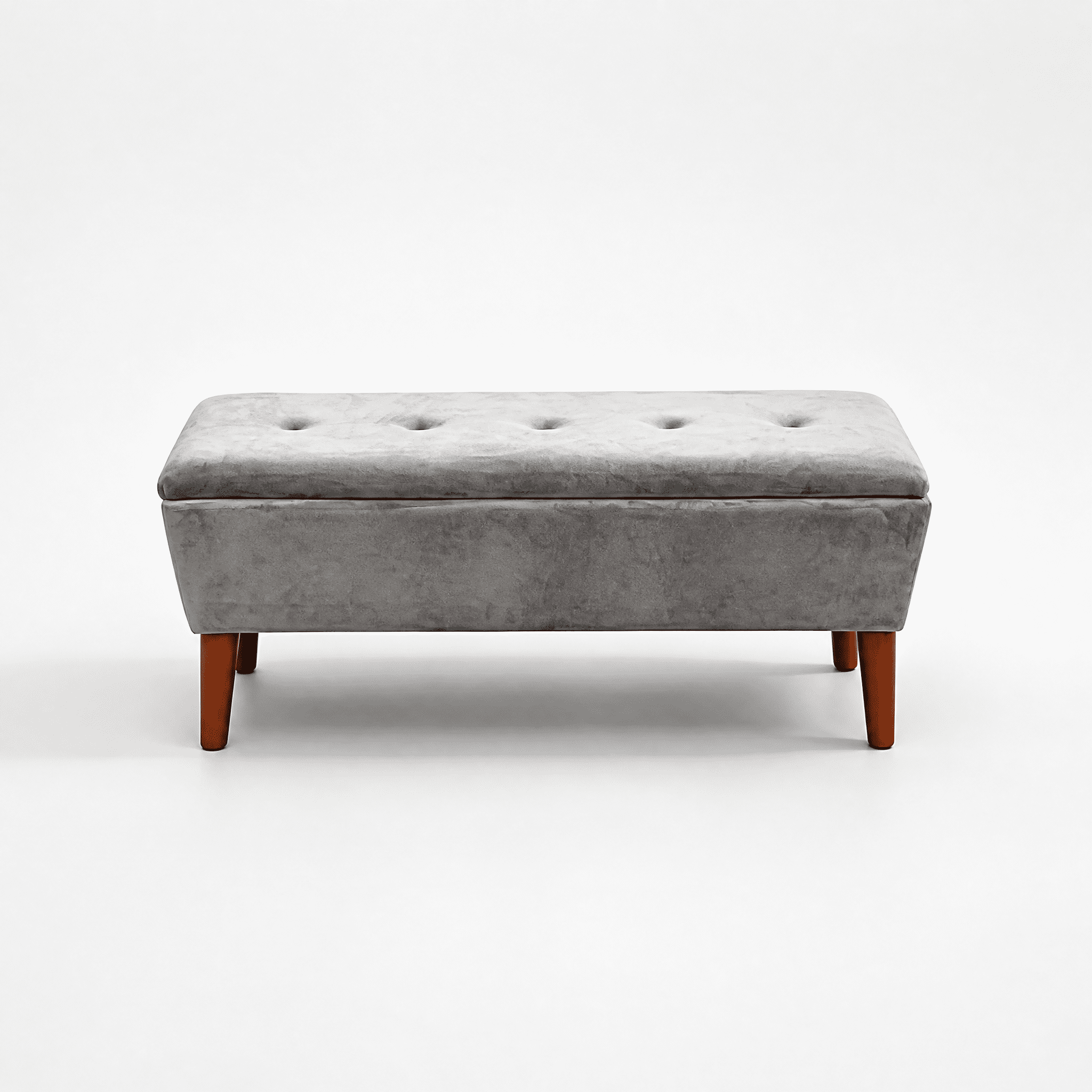 42" Rectangular Linen Upholstered Ottoman Bench, Solid Wood Tapered Legs Multi-Use Entryway Shoe Bench End of Bed Footrest Stool for Living Room Bedroom Small Spaces