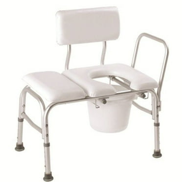 Carex Vinyl Padded Tub Transfer Bench Cut Out and Commode Pail, 300 lb Weight Capacity, White
