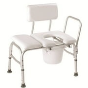 Carex Vinyl Padded Tub Transfer Bench Cut Out and Commode Pail, 300 lb Weight Capacity, White