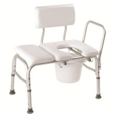 Carex Vinyl Padded Tub Transfer Bench Cut Out and Commode Pail, 300 lb Weight Capacity, White