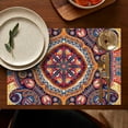 thumbnail image 4 of Colorful Paisley Placemats Set of 6, Flax Linen Heat Resistant Wrinkle Free with Vintage Boho Floral and Mandala Artistic Pattern for Stylish Dining, 4 of 5