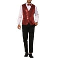 thumbnail image 2 of INSPIRE CHIC Sequins Vest for Men's V-Neck Slim Fit Shiny Disco Party Sleeveless Waistcoat Bowtie L Red, 2 of 5