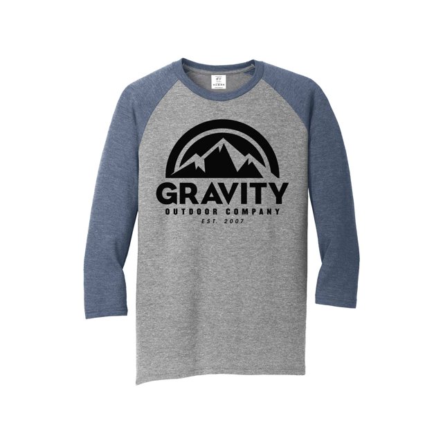 Chemise Raglan à Manches 3/4 pour Hommes Gravity Outdoor Co. - Logo Noir - Marine/gris - TG