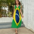 thumbnail image 3 of Brazilian Flag Womens Night Club Maxi Dress V Neck Sleeveless Bohemia Long Dresses, 3 of 9