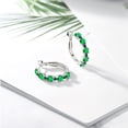 thumbnail image 4 of Gem Stone King 925 Sterling Silver Green Nano Emerald and Blue Sapphire Hoop Earrings for Women (3.35 Cttw, Round 4MM and 1.9MM, Gemstone Birthstone 1 inch Diameter), 4 of 4