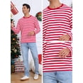 thumbnail image 5 of DARING DIVA Men's Striped Sweatshirts  Stripes Long Sleeve Casual T-Shirt M Red White, 5 of 6