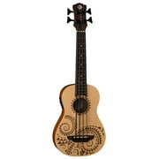 Luna 4-String Bari-Bass with Preamp Tattoo- Satin Natural Finish (UKE BBASS TAT)