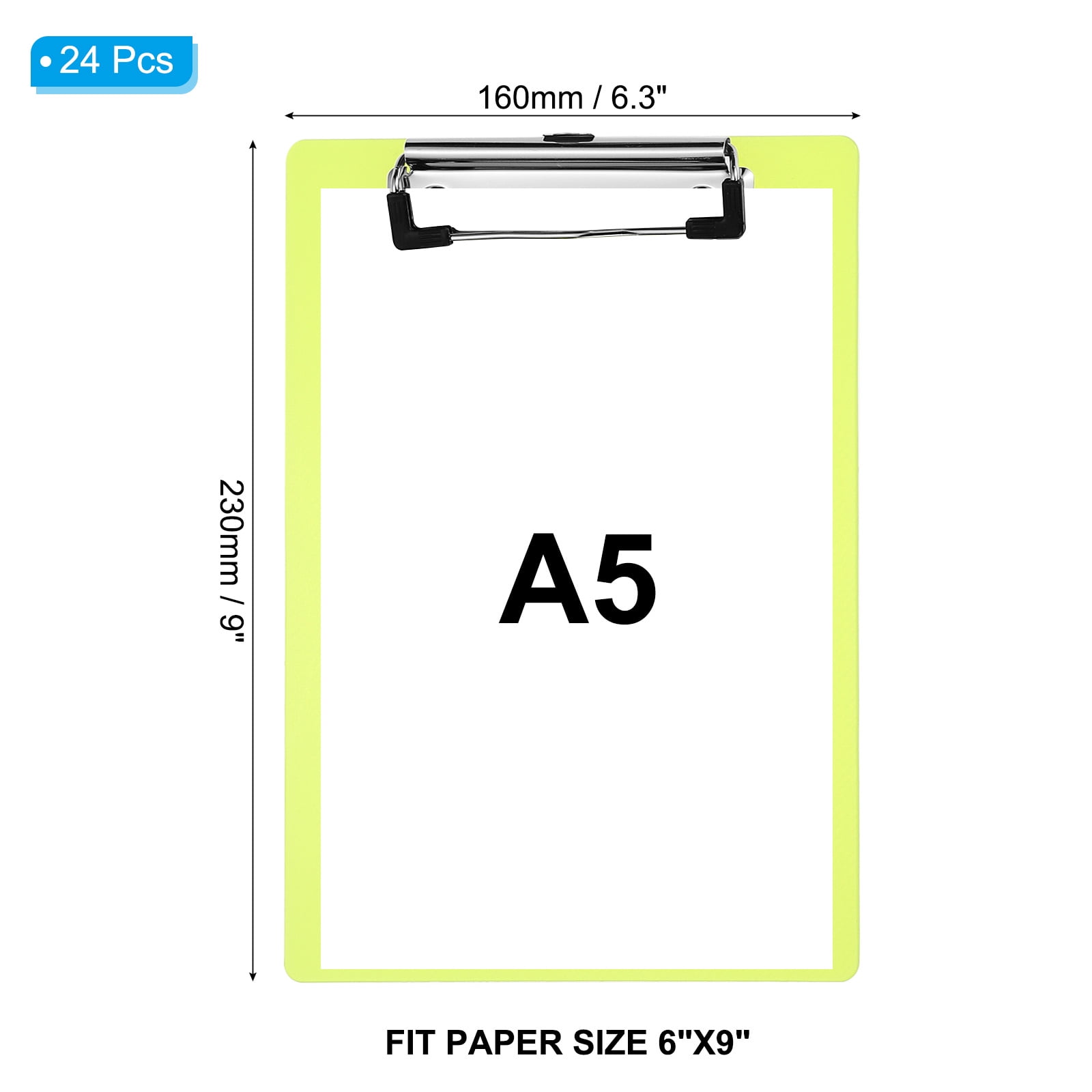 Uxcell 4" x 6" Plastic Clear Hanging Clipboard A5 Transparent Clipboard, White,12Pcs