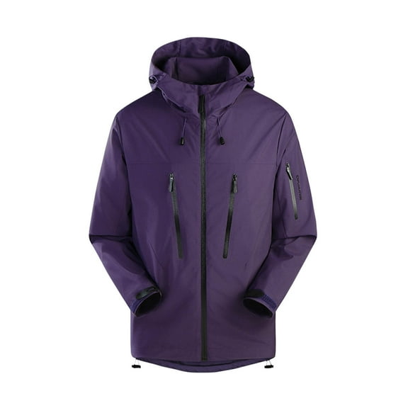 HAPIMO Women's Outdoor Windbreaker Long Sleeve Zip Up Hooded Jacket Solid Zip Pockets Jacket Coat Fall Winter Casual Warm Outerwear Purple XXXXL