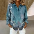 thumbnail image 2 of WTXUE Camping Shirts for Women Long Sleeve Shirts Collared V Neck Button Down Blouses Floral Print Tunic Tops Spring Dressy Casual Shirts Casual Business Work Tops Mint Green M, 2 of 5