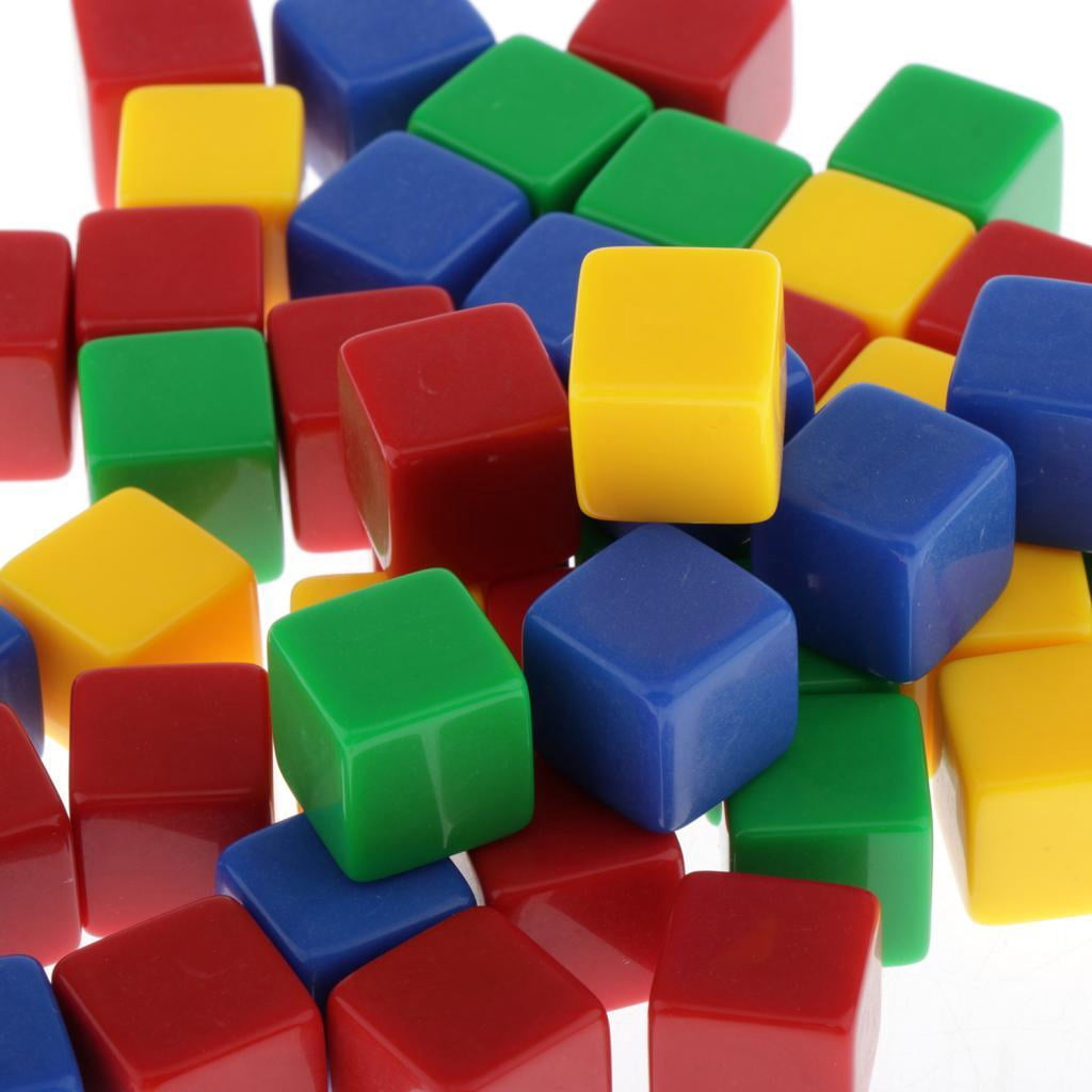 LeeQinersw 100 Pack Creative Plastic Colorful Blank D6 Dice 16mm for Math Teaching