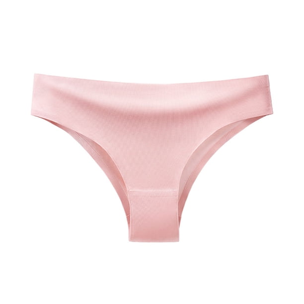 Gibobby Ropa interior de encaje sexy Ropa interior de seda helada para mujer, pantalones deportivos sin costuras de cintura , ropa interior de Color sólido(Rosa,XL)